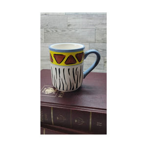 Vintage Coffee Mug Enesco Zebra Stripes Giraffe Spots Blue Trim